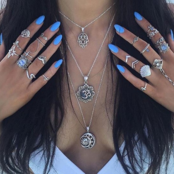Cute4less2012 Jewelry - Boho 3 Layer Necklace Moon with Lucky Hand